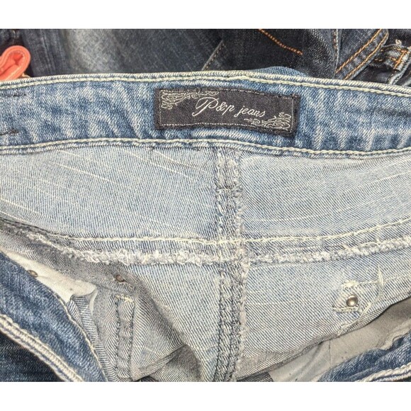 P&P Jeans 13/14 Junior's Blue Bedazzled Bling Rhinestone Pocket Straight Leg Y2K - Picture 5 of 6
